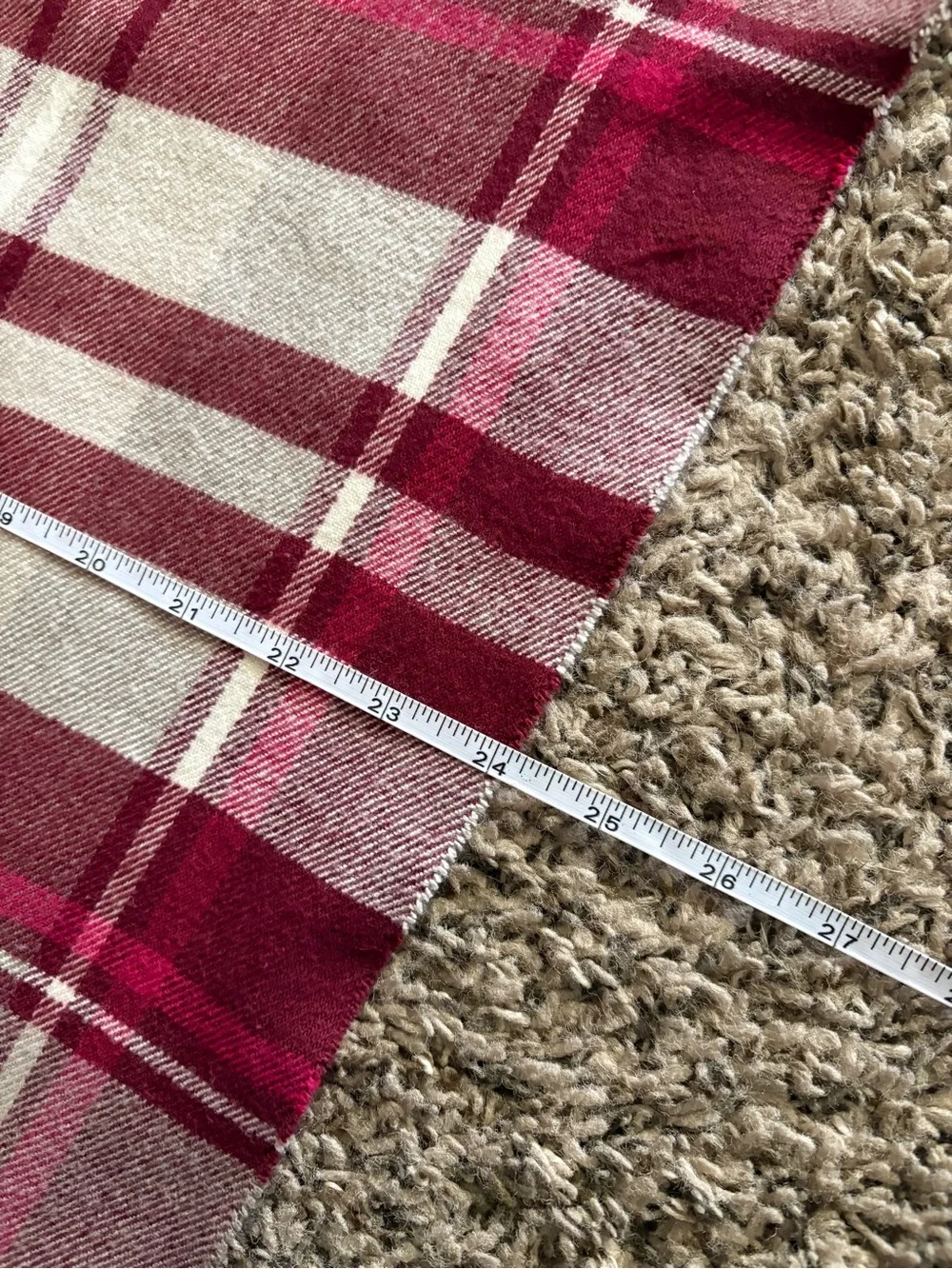 GAP Soft Oversized Red and Cream Plaid Fringe Scarf